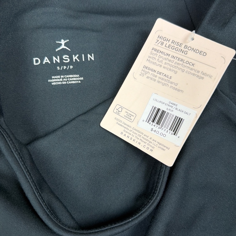 Danskin High Rise Bonded 7/8 Leggings Black NWT‎ Size Small - Picture 5 of 6